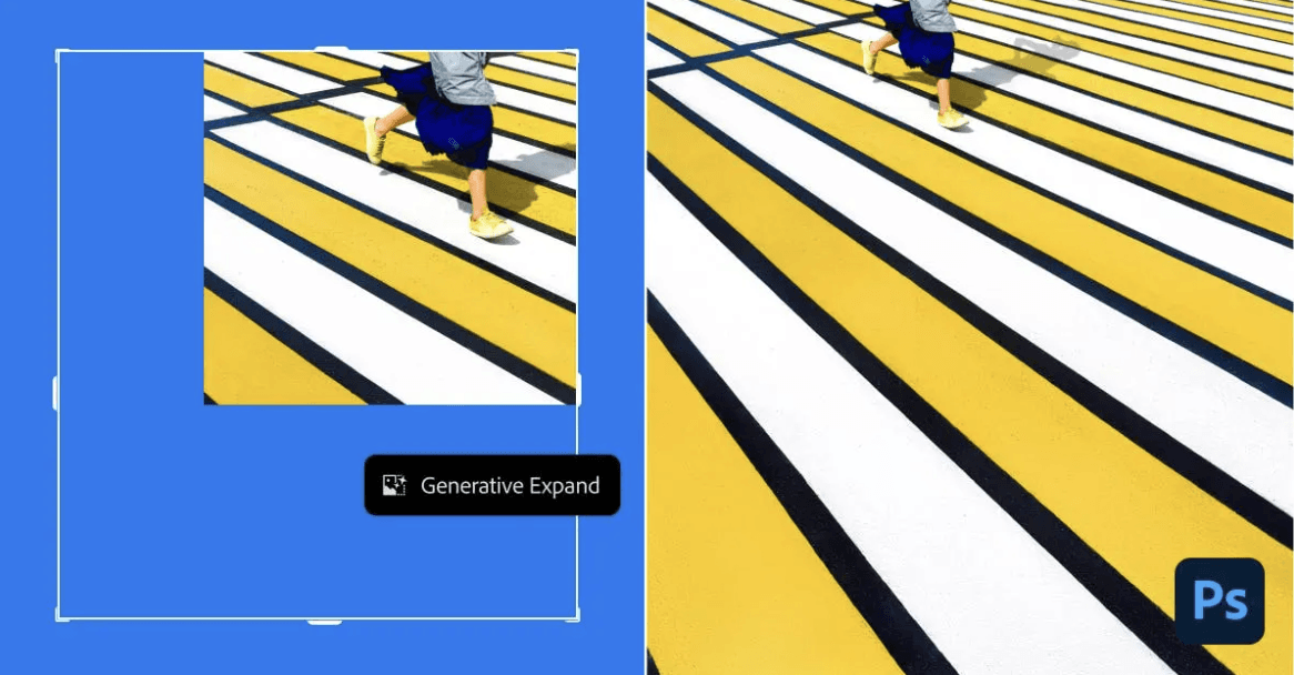 Screenshot of Adobe Firefly using generative expand inside a Photoshop-style editor