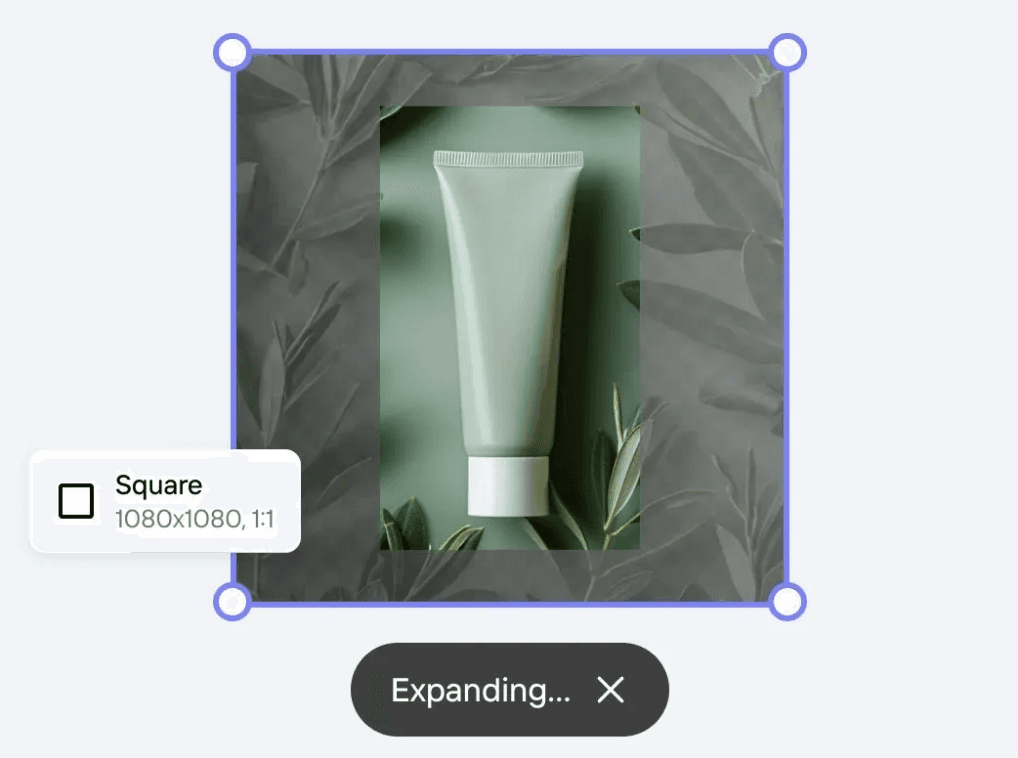 Screenshot of Photoroom AI image extender for product photo expansion
