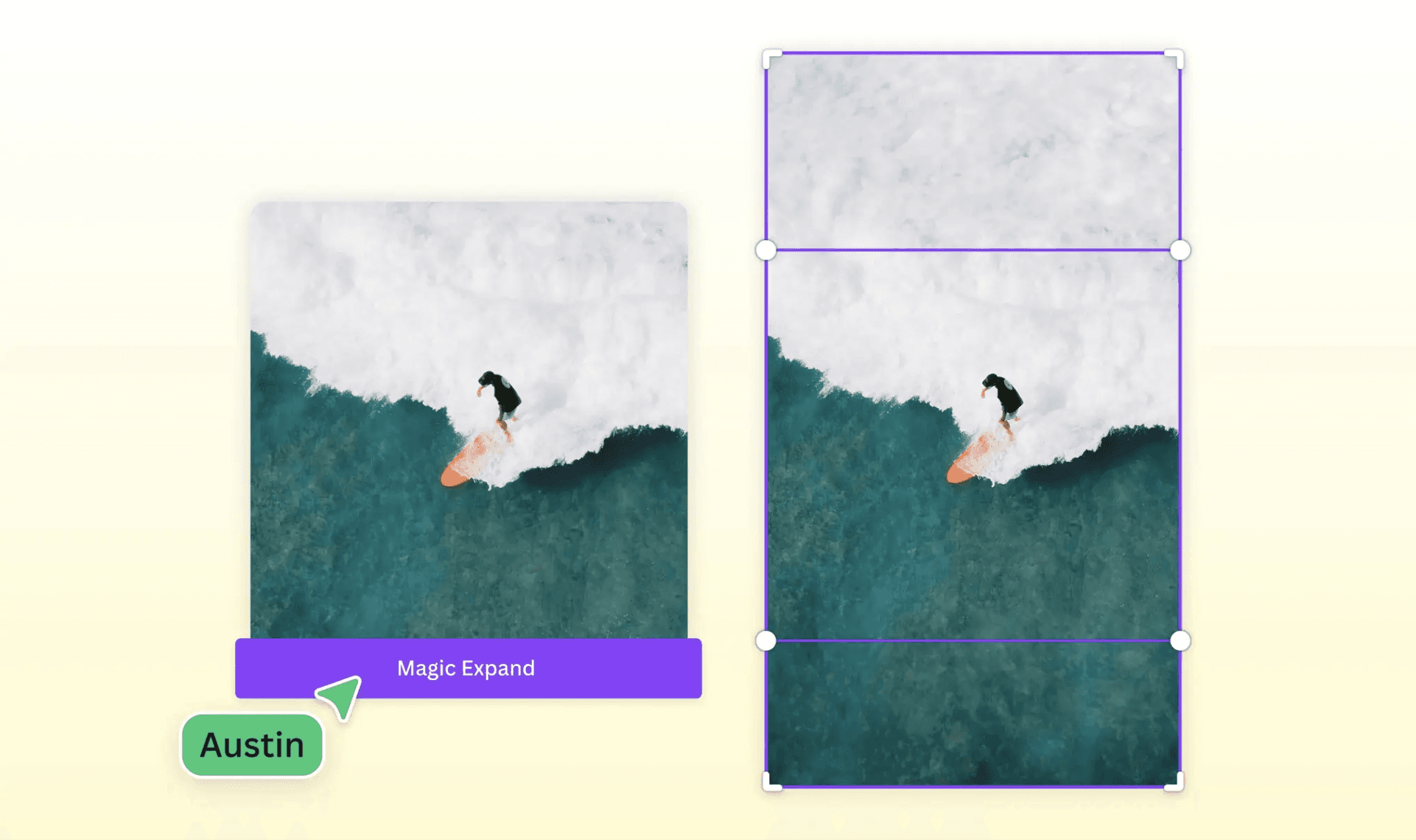 Screenshot of Canva Magic Expand extending an image inside a Canva design workspace